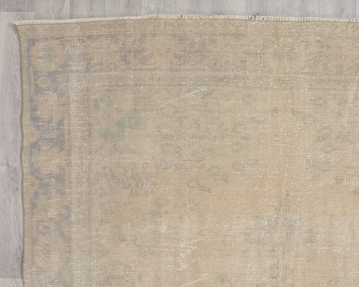 Beige Turkish Oushak Rug 6'3" x 10'4" Hand-Knotted | No. VR58019