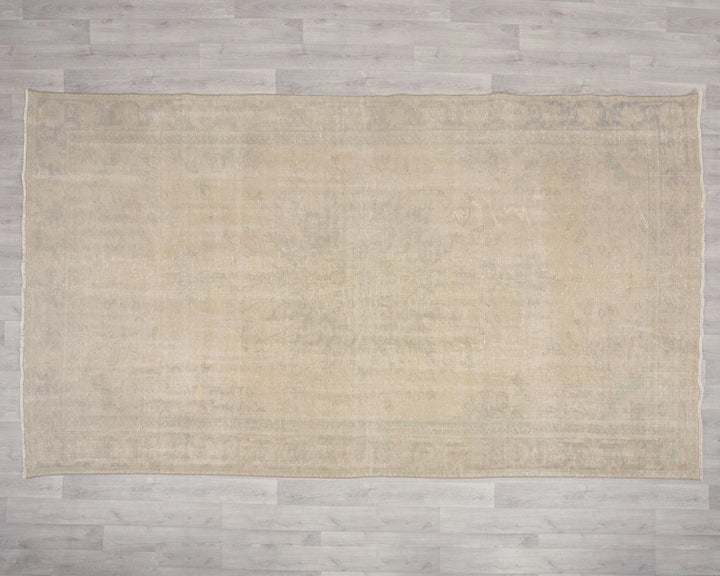 Beige Turkish Oushak Rug 6'3" x 10'4" Hand-Knotted | No. VR58019
