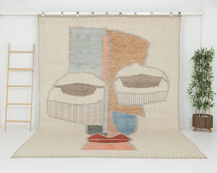 Multicolor Turkish Oushak Rug 7' 10" x 11' 3" Hand-Knotted | No. VR58029