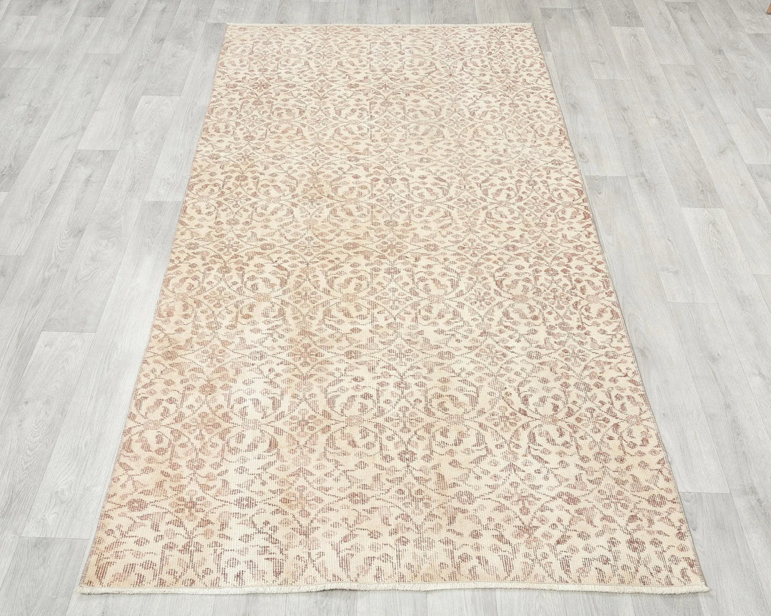 Beige Turkish Oushak Rug 3' 8" x 6' 10" Hand-Knotted | No. VR58438