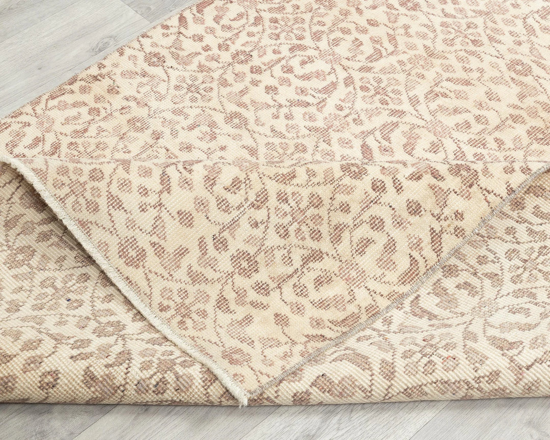 Beige Turkish Oushak Rug 3' 8" x 6' 10" Hand-Knotted | No. VR58438