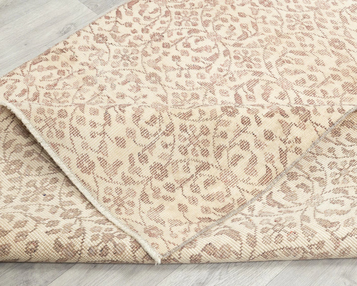 Beige Turkish Oushak Rug 3' 8" x 6' 10" Hand-Knotted | No. VR58438