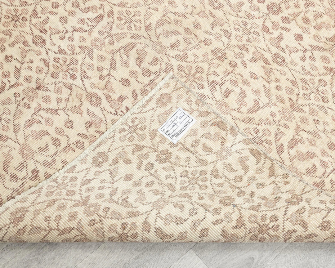 Beige Turkish Oushak Rug 3' 8" x 6' 10" Hand-Knotted | No. VR58438