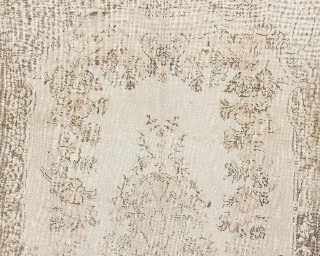 Beige Turkish Oushak Rug 5' 4" x 8' 6" Hand-Knotted | No. VR58456