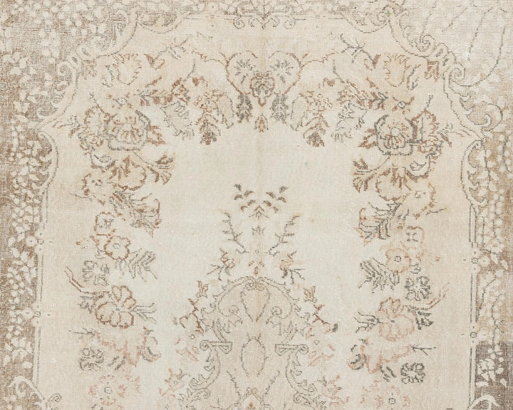 Beige Turkish Oushak Rug 5' 4" x 8' 6" Hand-Knotted | No. VR58456