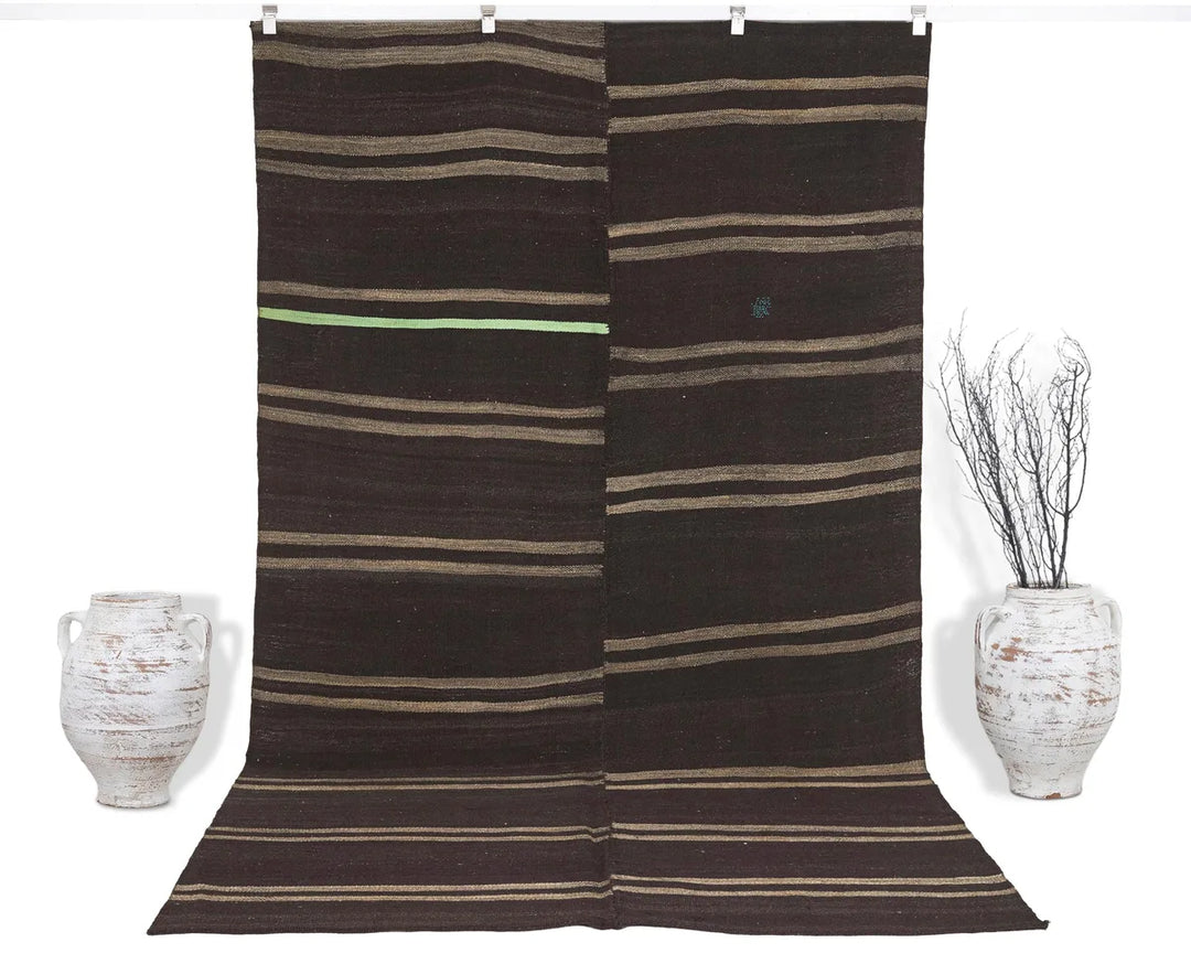 Brown Turkish Kilim Rug 5' 10" x 10' Flat-Weave | No. VR58498