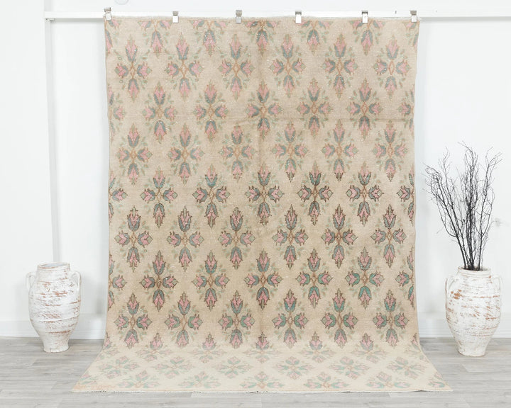 Multicolor Turkish Oushak Rug 6'5" x 9'1" Hand-Knotted | No. VR58505
