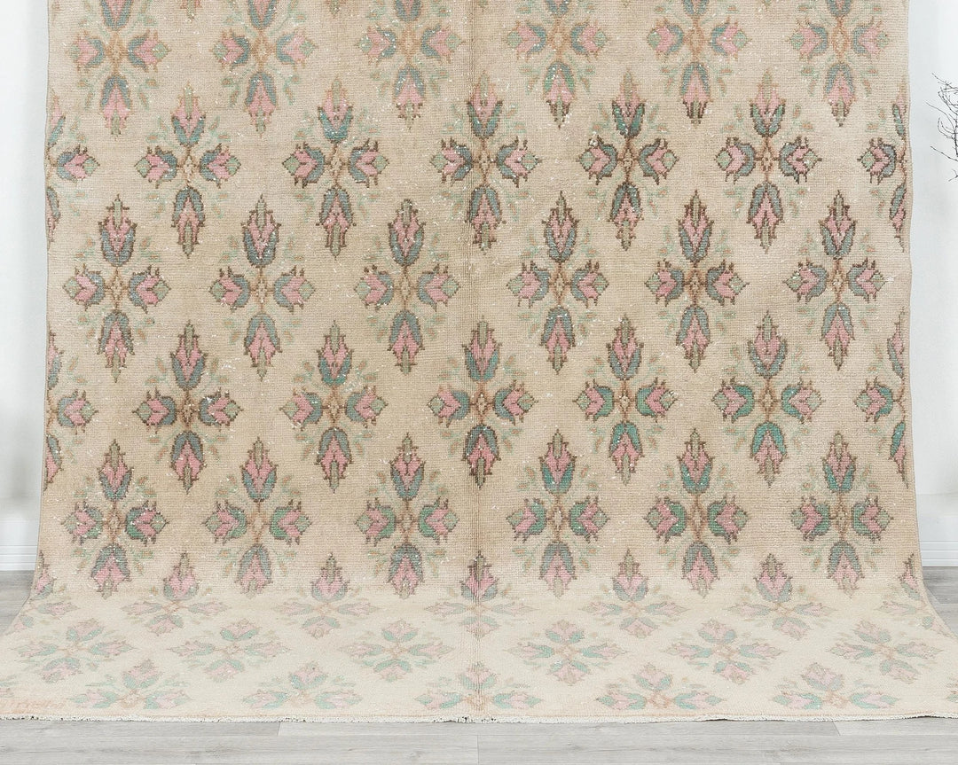 Multicolor Turkish Oushak Rug 6'5" x 9'1" Hand-Knotted | No. VR58505
