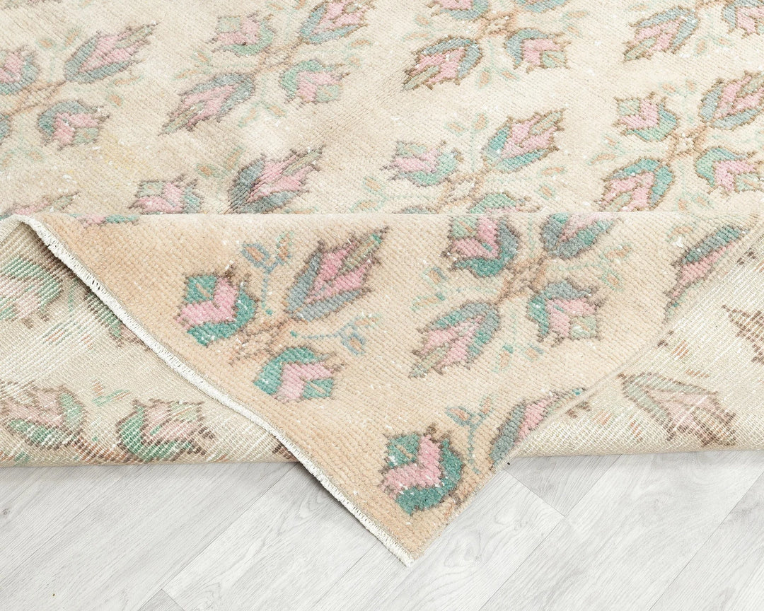 Multicolor Turkish Oushak Rug 6'5" x 9'1" Hand-Knotted | No. VR58505