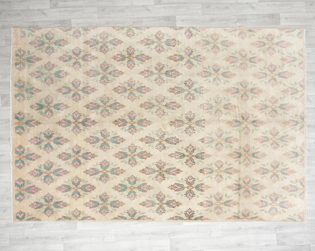Multicolor Turkish Oushak Rug 6'5" x 9'1" Hand-Knotted | No. VR58505