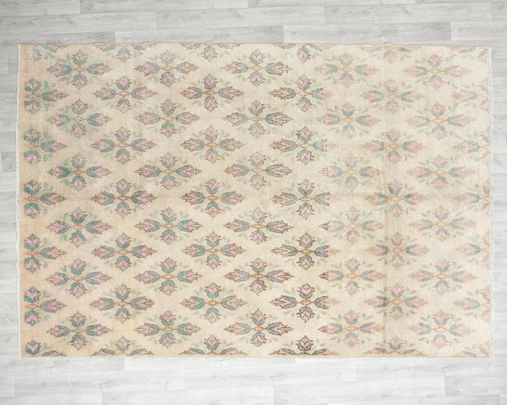 Multicolor Turkish Oushak Rug 6'5" x 9'1" Hand-Knotted | No. VR58505