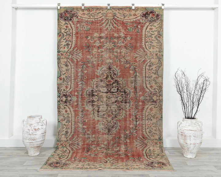 Multicolor Turkish Oushak Rug 5' 1" x 8' 11" Hand-Knotted | No. VR58558