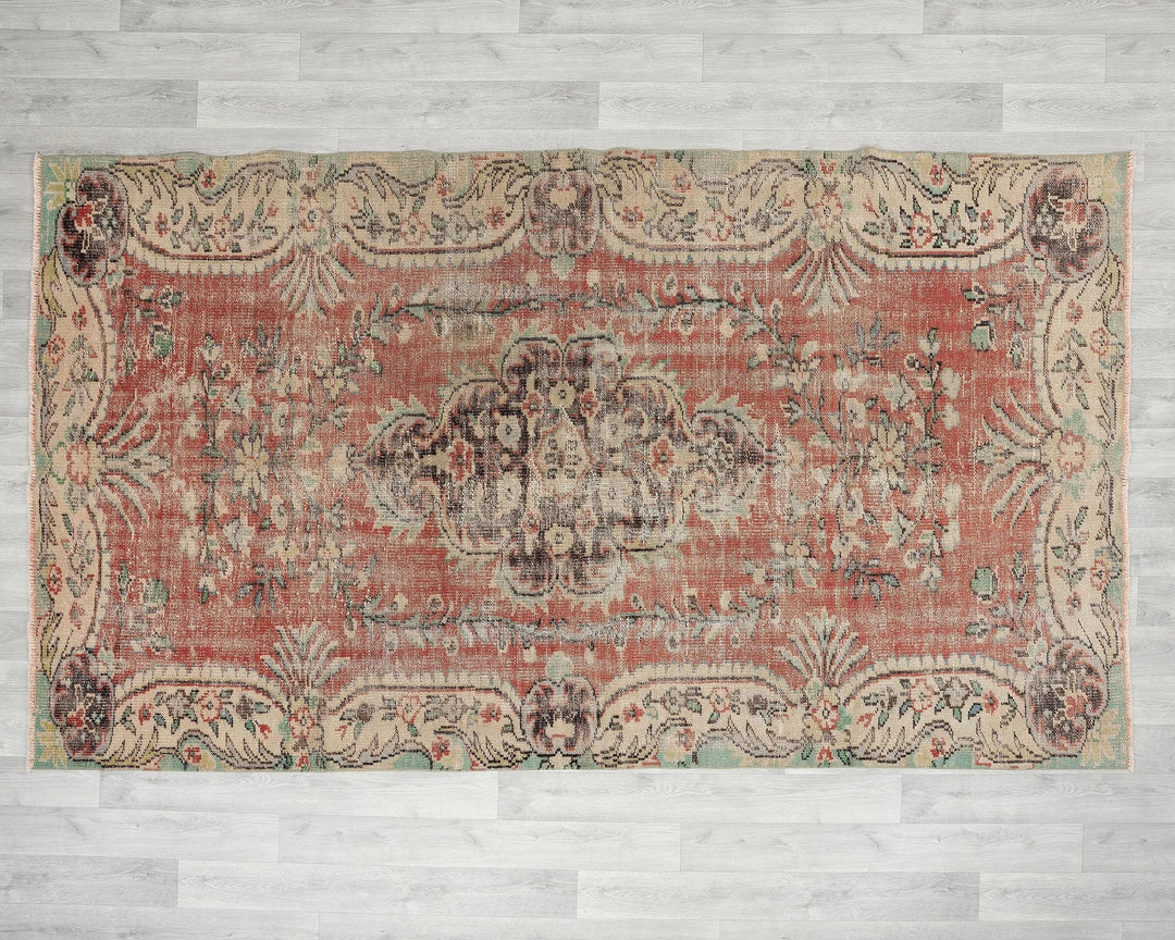 Multicolor Turkish Oushak Rug 5' 1" x 8' 11" Hand-Knotted | No. VR58558