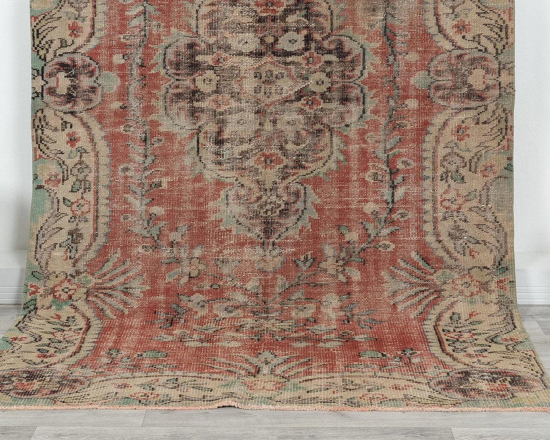 Multicolor Turkish Oushak Rug 5' 1" x 8' 11" Hand-Knotted | No. VR58558