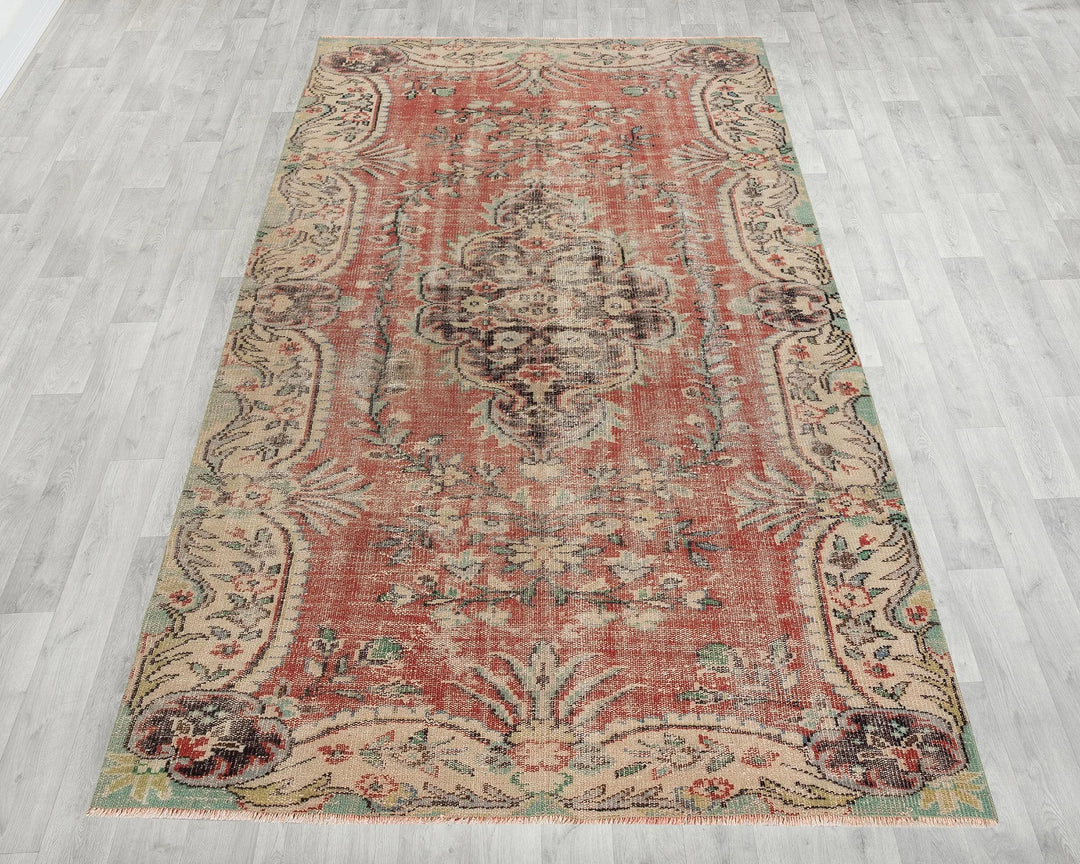 Multicolor Turkish Oushak Rug 5' 1" x 8' 11" Hand-Knotted | No. VR58558