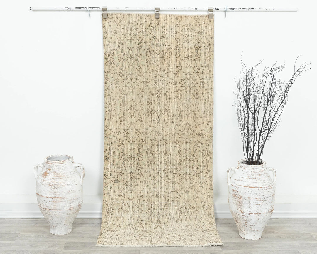 Beige Turkish Oushak Rug 2'8" x 6'4" Hand-Knotted | No. VR58637