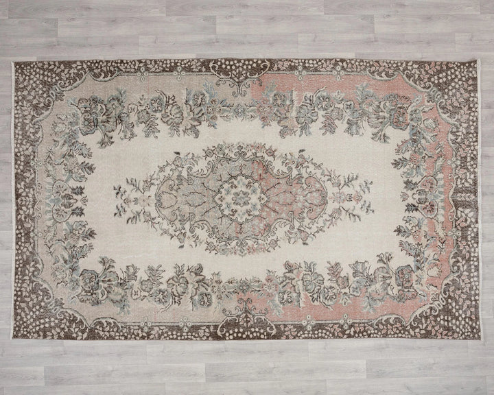 Beige Turkish Oushak Rug 5' 11" x 9' 5" Hand-Knotted | No. VR58669