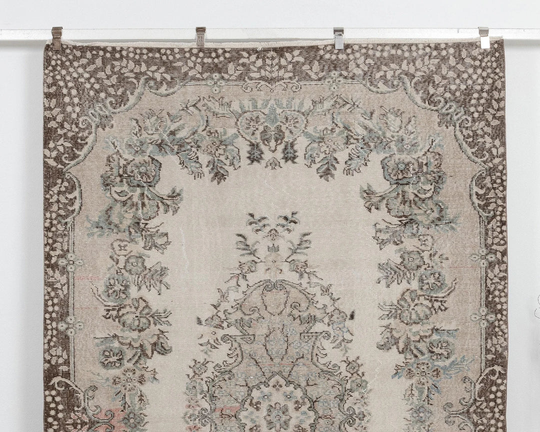 Beige Turkish Oushak Rug 5' 11" x 9' 5" Hand-Knotted | No. VR58669
