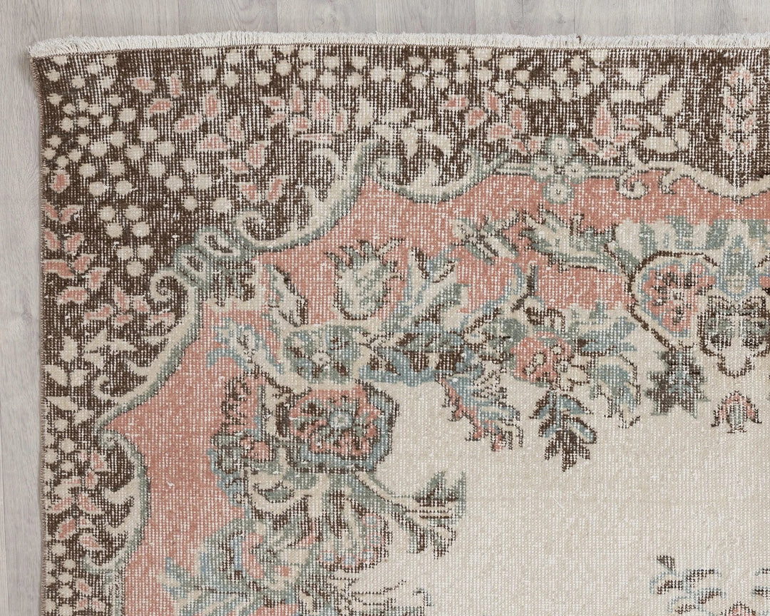 Beige Turkish Oushak Rug 5' 11" x 9' 5" Hand-Knotted | No. VR58669