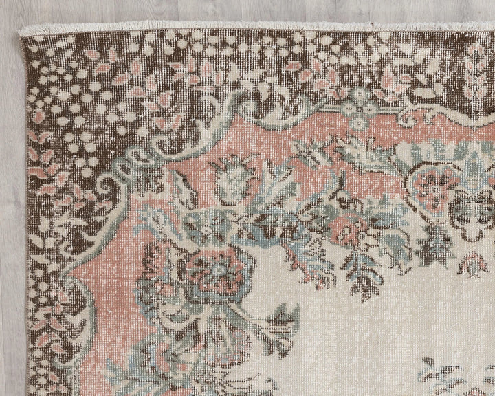 Beige Turkish Oushak Rug 5' 11" x 9' 5" Hand-Knotted | No. VR58669