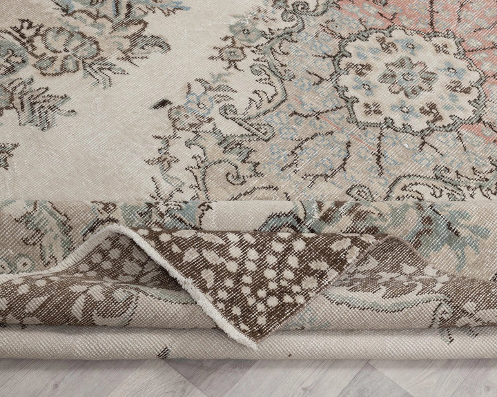 Beige Turkish Oushak Rug 5' 11" x 9' 5" Hand-Knotted | No. VR58669