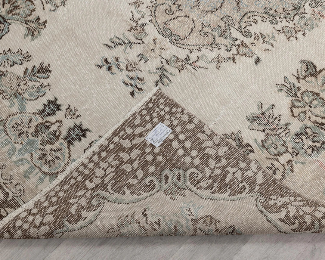 Beige Turkish Oushak Rug 5' 11" x 9' 5" Hand-Knotted | No. VR58669