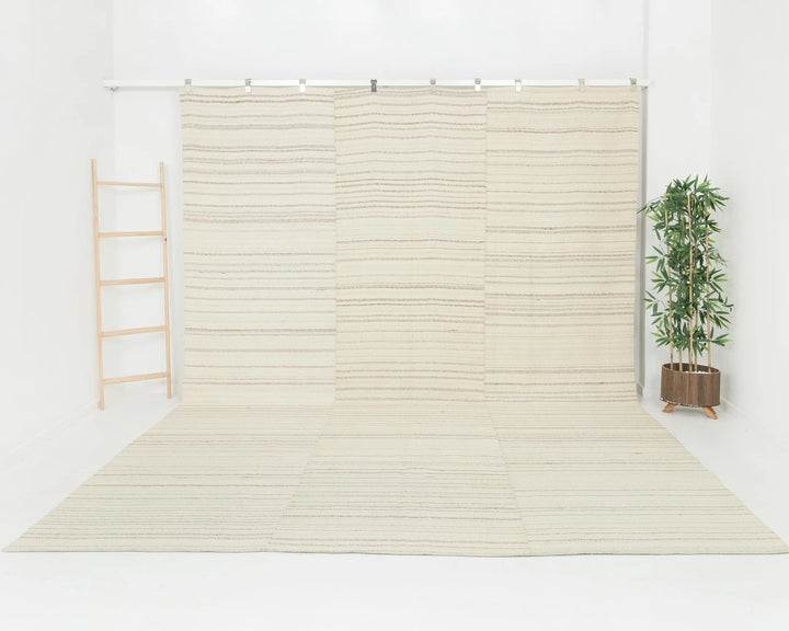 Beige Turkish Kilim Rug 10' x 13' 6" Flat-Weave
