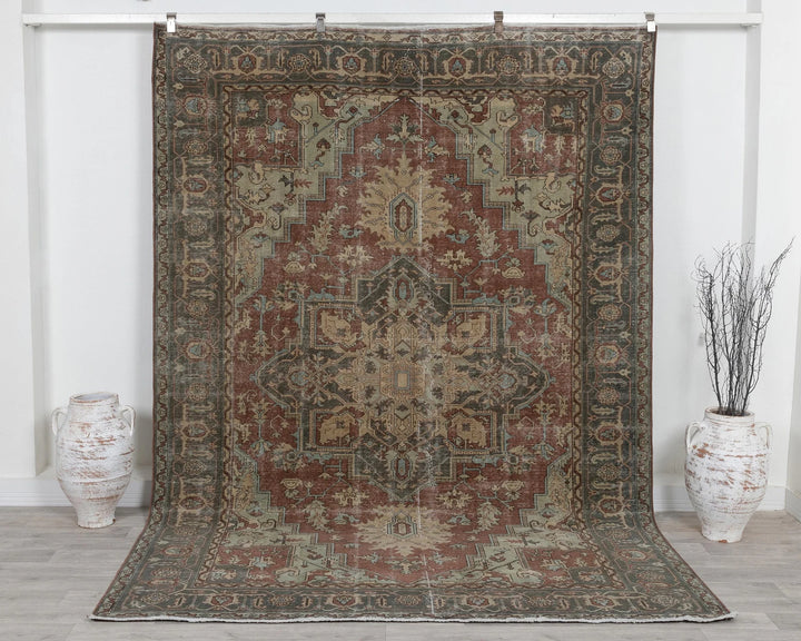 Multicolor Turkish Oushak Rug 6' 11" x 9' 8" Hand-Knotted | No. VR58797