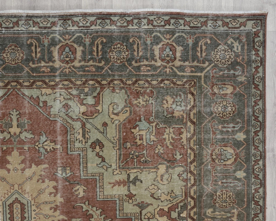 Multicolor Turkish Oushak Rug 6' 11" x 9' 8" Hand-Knotted | No. VR58797