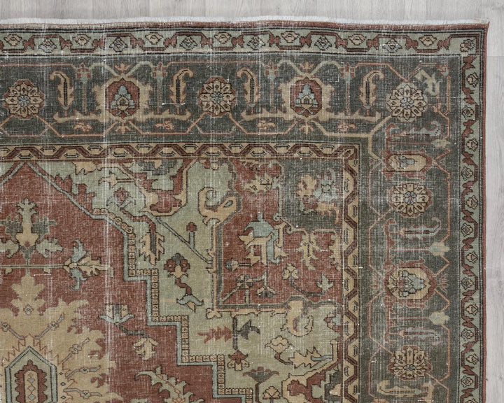 Multicolor Turkish Oushak Rug 6' 11" x 9' 8" Hand-Knotted | No. VR58797