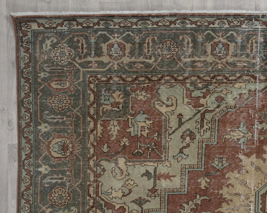 Multicolor Turkish Oushak Rug 6' 11" x 9' 8" Hand-Knotted | No. VR58797