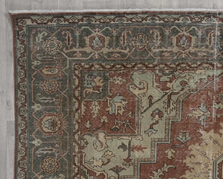 Multicolor Turkish Oushak Rug 6' 11" x 9' 8" Hand-Knotted | No. VR58797