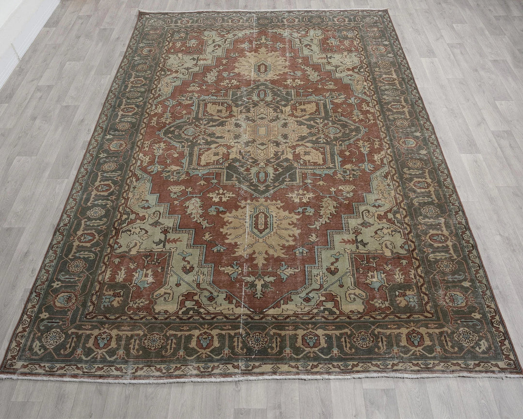Multicolor Turkish Oushak Rug 6' 11" x 9' 8" Hand-Knotted | No. VR58797