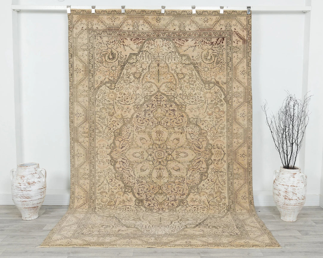 Multicolor Turkish Oushak Rug 6'5" x 9'6" Hand-Knotted