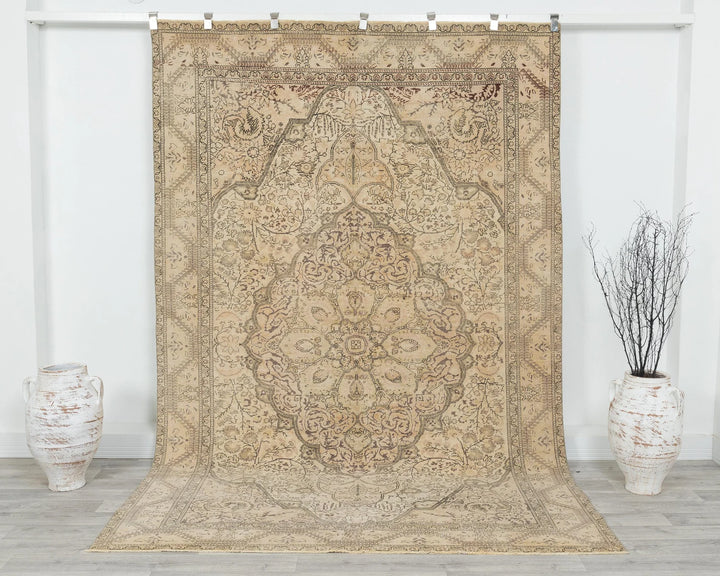 Multicolor Turkish Oushak Rug 6'5" x 9'6" Hand-Knotted