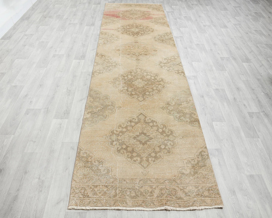Multicolor Turkish Oushak Rug 3' 3" x 12' 8" Hand-Knotted view 9