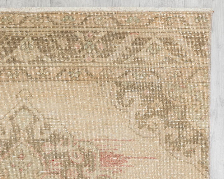 Multicolor Turkish Oushak Rug 3' 3" x 12' 8" Hand-Knotted close-up