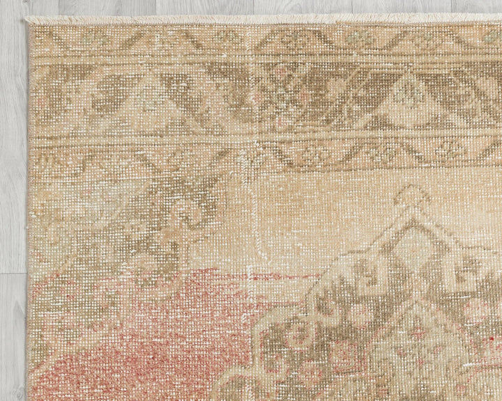 Multicolor Turkish Oushak Rug 3' 3" x 12' 8" Hand-Knotted pattern