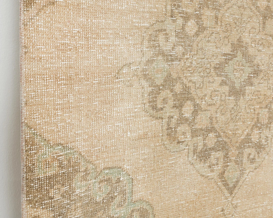 Multicolor Turkish Oushak Rug 3' 3" x 12' 8" Hand-Knotted border