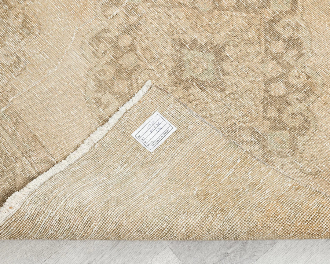 Multicolor Turkish Oushak Rug 3' 3" x 12' 8" Hand-Knotted texture