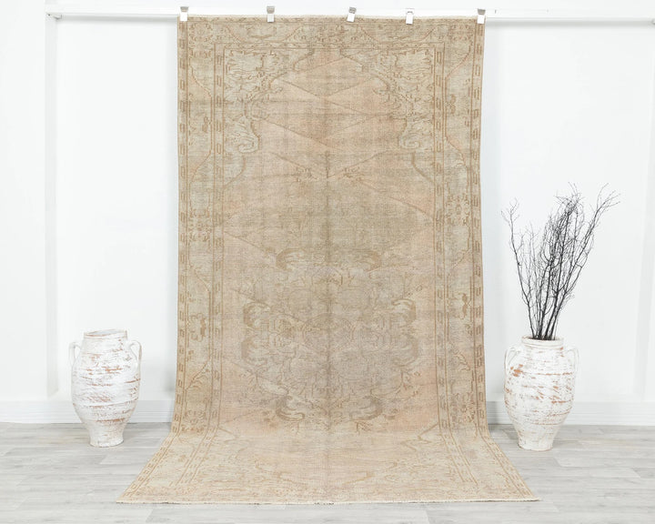 Brown Turkish Oushak Rug 5' 1" x 9' 8" Hand-Knotted | No. VR59065