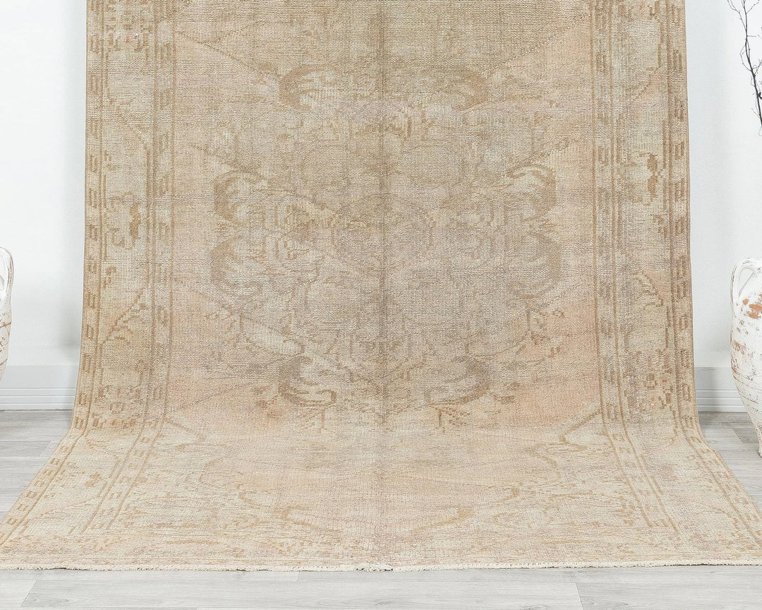 Brown Turkish Oushak Rug 5' 1" x 9' 8" Hand-Knotted | No. VR59065