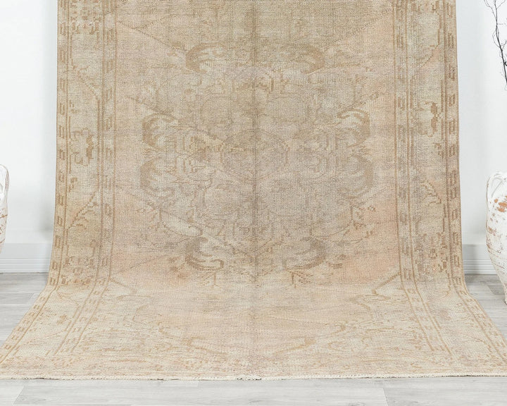 Brown Turkish Oushak Rug 5' 1" x 9' 8" Hand-Knotted | No. VR59065