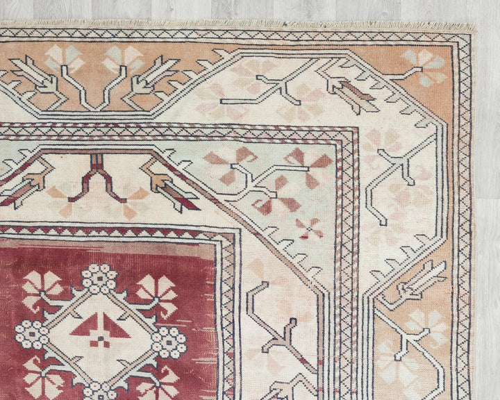 Beige Turkish Oushak Rug 5' x 8' 6" Hand-Knotted | No. VR59164