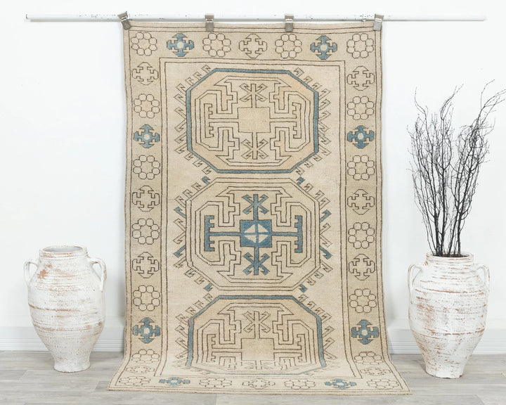 Multicolor Turkish Oushak Rug 3'11" x 6'6" Hand-Knotted | No. VR59372