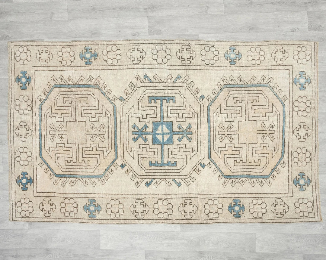 Multicolor Turkish Oushak Rug 3'11" x 6'6" Hand-Knotted | No. VR59372