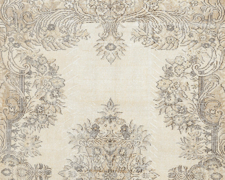 Beige Turkish Oushak Rug 5' 7" x 8' 11" Hand-Knotted | No. VR59392