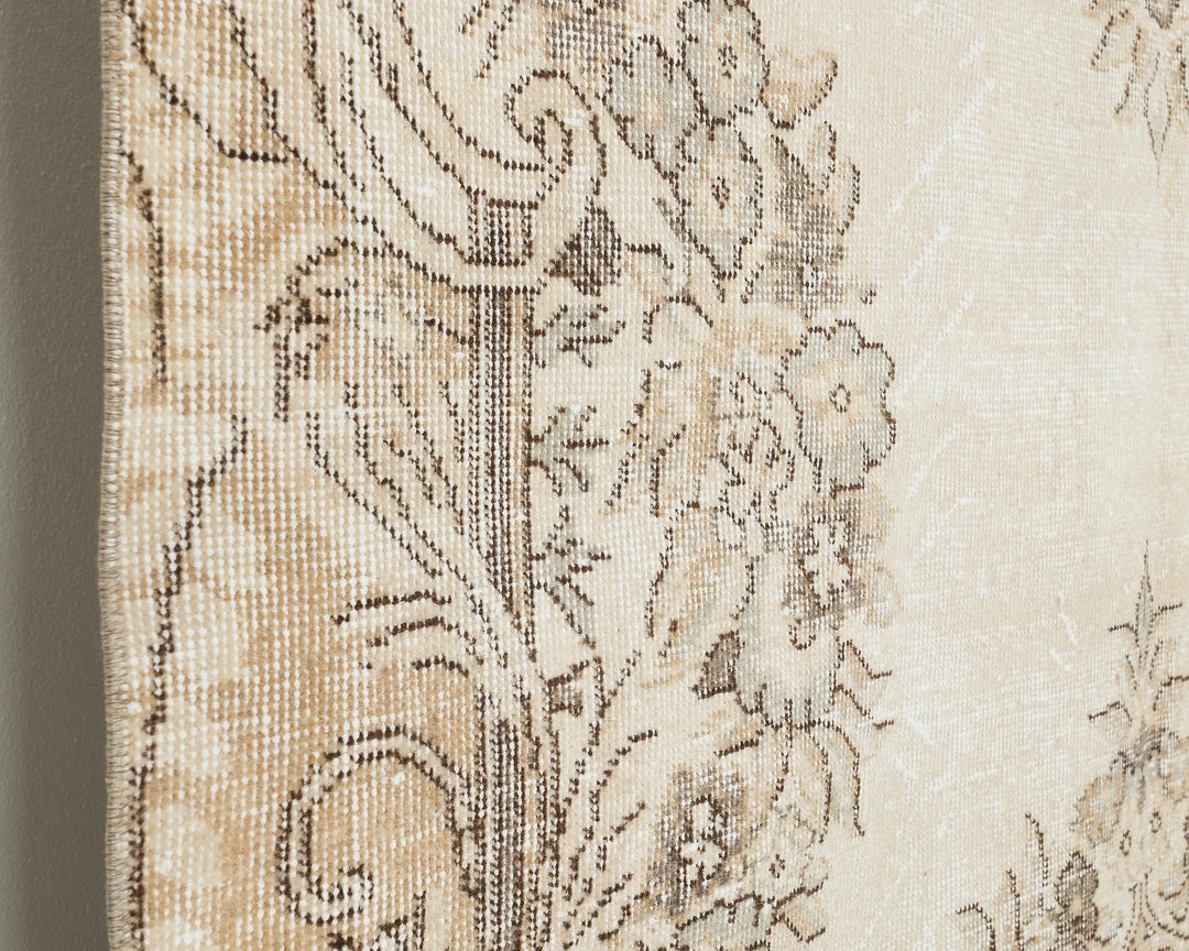 Beige Turkish Oushak Rug 5' 7" x 8' 11" Hand-Knotted | No. VR59392