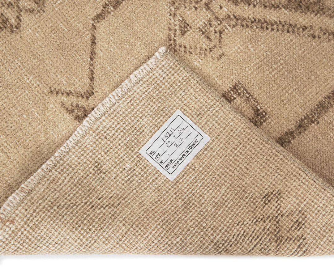 Beige Turkish Oushak Rug 2'8" x 11'4" Hand-Knotted | No. VR59434