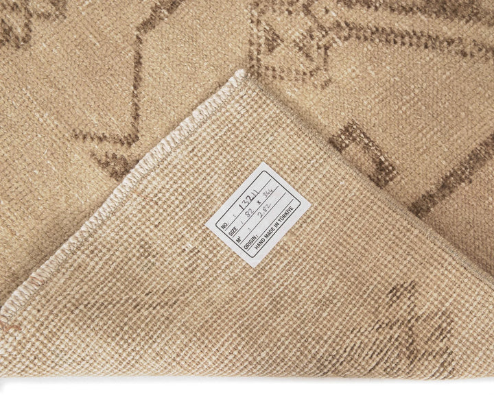 Beige Turkish Oushak Rug 2'8" x 11'4" Hand-Knotted | No. VR59434